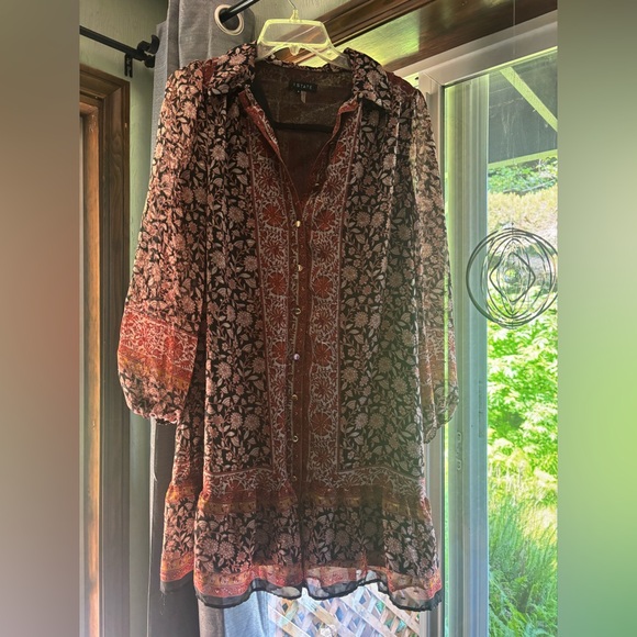 1. State Floral Boho Mini Dress - Black and Brown Size Small - Picture 3 of 9